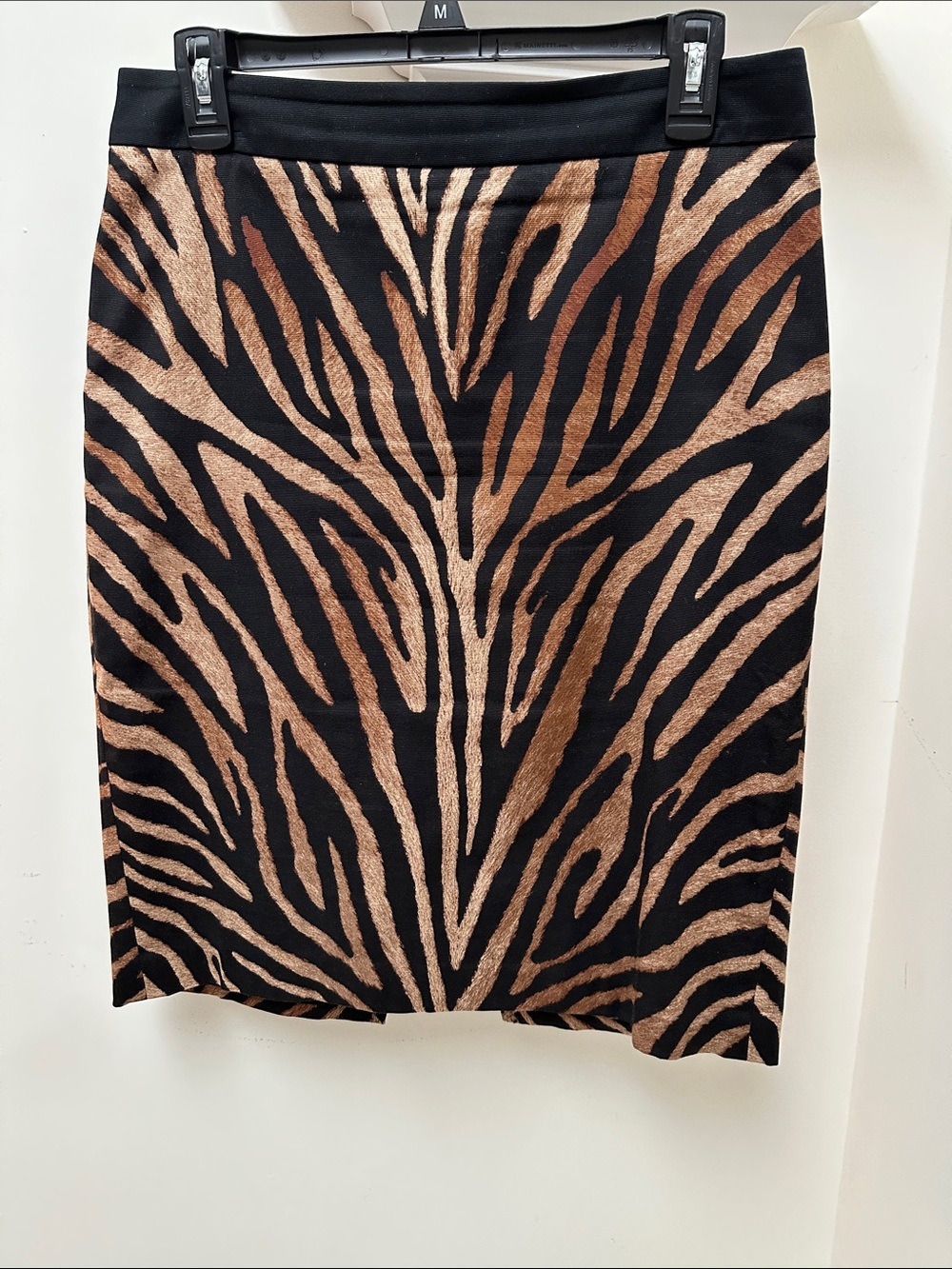 White House Black Market Black and Brown Zebra-Print Pencil Skirt